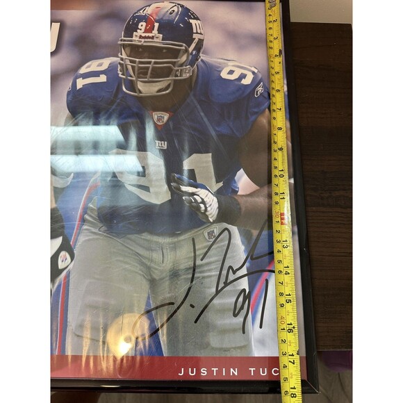 New York Giants Signed Photo NFL Football Osi Umenyiora Justin Tuck Framed 24x36 - Picture 5 of 5